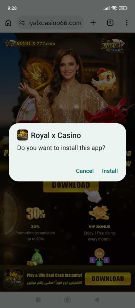 Royal X Casino Game 6 Royal X Casino mobile game promotional banner featuring app interface and casino-themed design